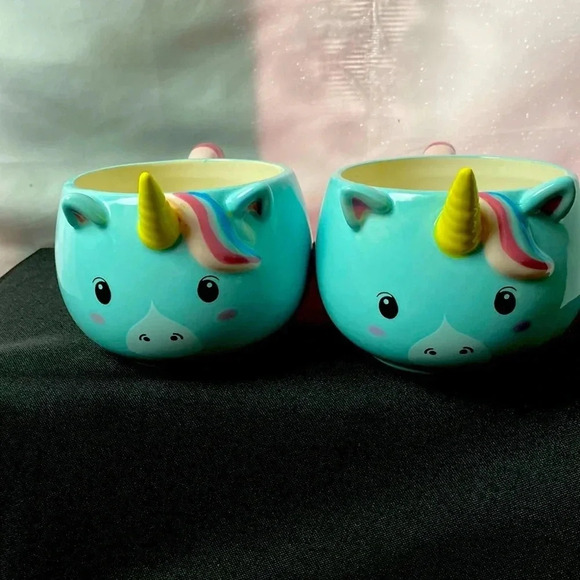 SET OF 2 WHIMSICAL UNICORN COFFEE/ TEA CUPS MEASURES APPROX 7”x 3”CLEAN … - Picture 1 of 9
